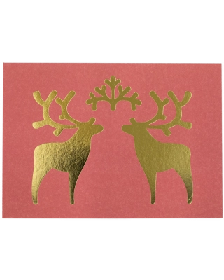 Vykort, Reindeer,  golden foil