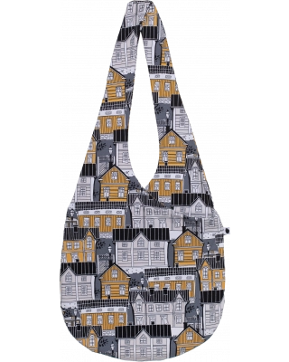 JERSEY BAG Old town, dark grey - ochre - sand