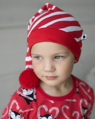 CHRISTMAS HAT, Diagonal, red pompom