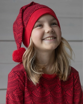 CHRISTMAS HAT, Lace, red - beetroot