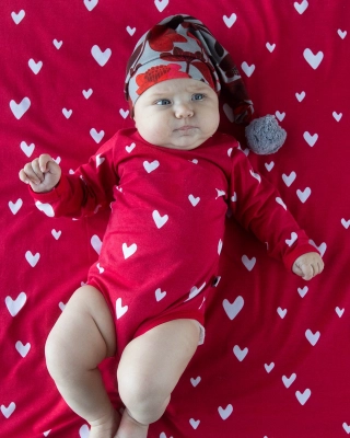 ONESIE, Hearts, red