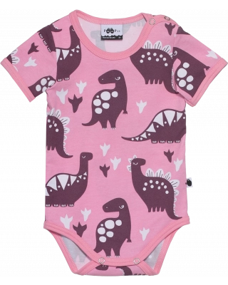 ONESIE SHORT SLEEVE, Dino, light pink - beetroot