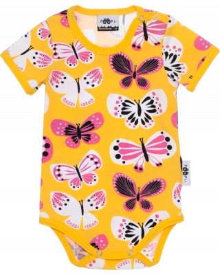 ONESIE SHORT SLEEVE, Butterflies, sun - pink