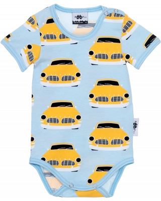 ONESIE SHORT SLEEVE, Vintage cars, light blue - sun