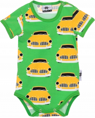 ONESIE SHORT SLEEVE, Vintage cars, green - sun