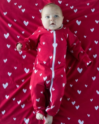 LULLA jumpsuit, Hearts, röd