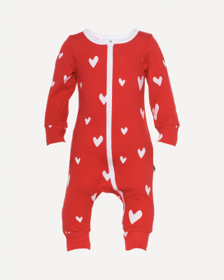 LULLA jumpsuit, Hearts, röd