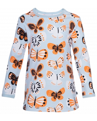 VIENO tunic, Butterflies, light blue - orange