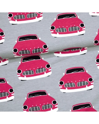 Vintage cars organic jersey, grey - red