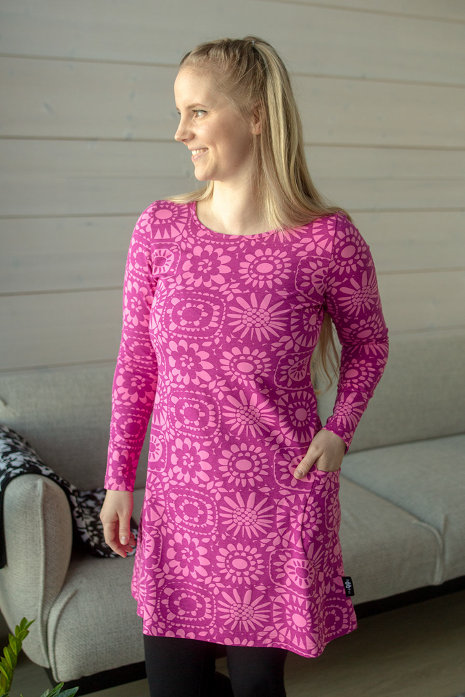 KANNEL Tunic, Virkko, Pink - Purple - PaaPii Design